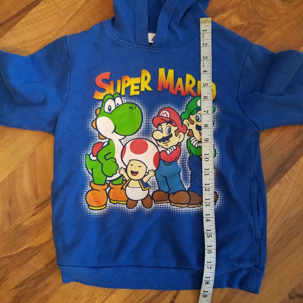 Super Mario Brothers Pullover Hoodie size Small 6-7 Child Sweatshirt Blue Bin6 - Picture 12 of 13